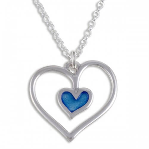 Blue heart Zilveren hanger