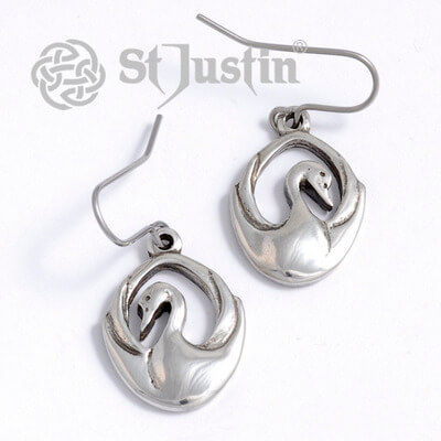 Swan drop earrings (PE725) - Image 2