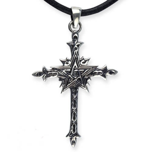 Heilige Pentagram Kruis zilveren hanger