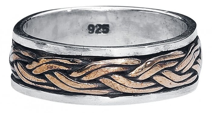 Keltische knoop 925 zilveren ring met brons ivr156-