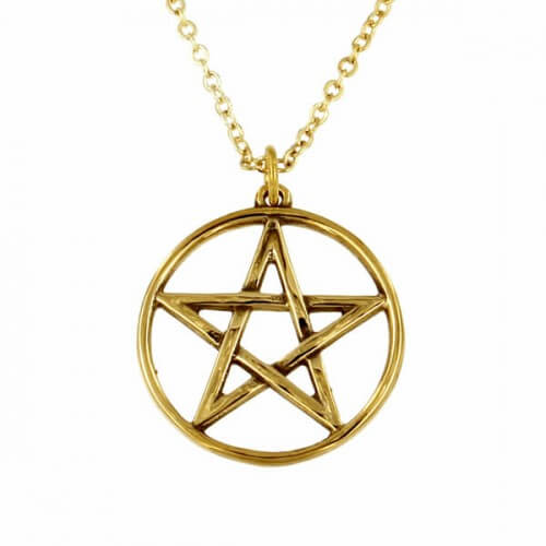 .Bronzen pentagram cirkel hanger 