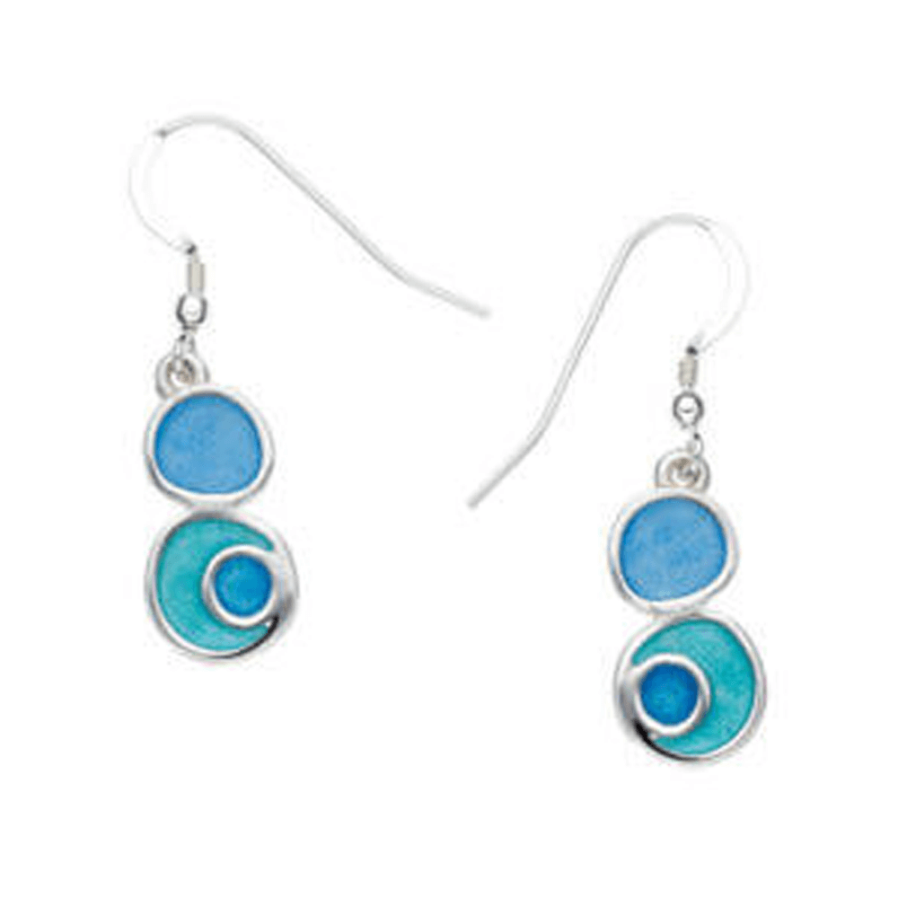 Zilveren glas Mor lagoon geëmailleerde druppel oorbellen