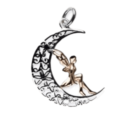 Zilveren hanger elf in maan