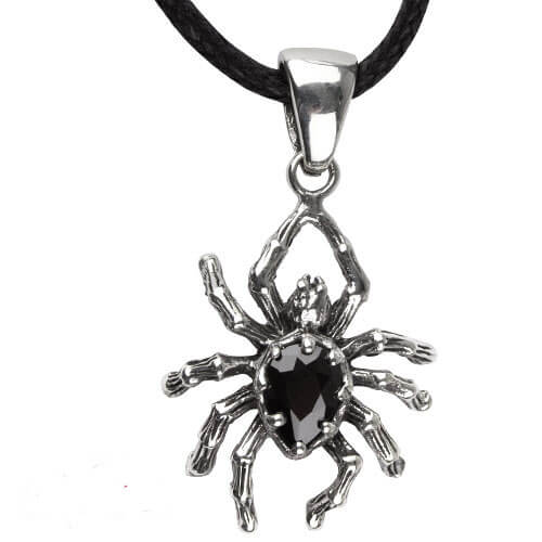 Zilveren spin hanger met steen