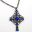 Enniscaven kruis hanger met blauwe diamanten(XP38)