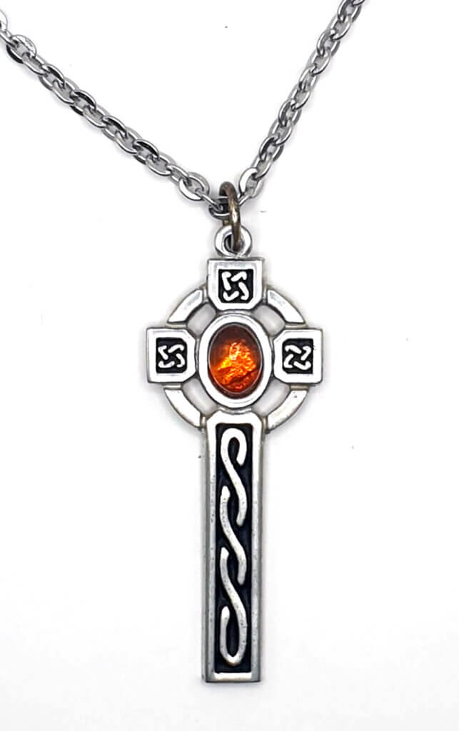 Welsh kruis hanger met amber (XP52A)