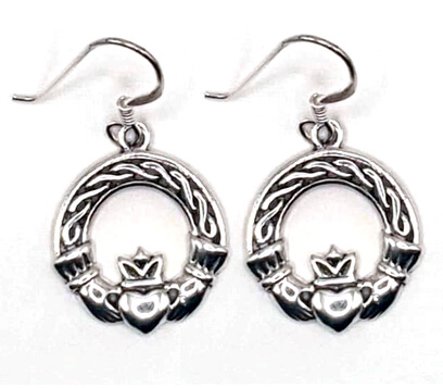 Zilveren Claddagh oorbellen(95077)