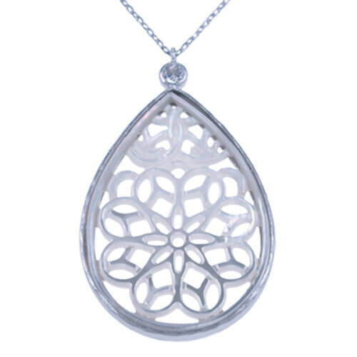 Zilveren choker schelp(2977)