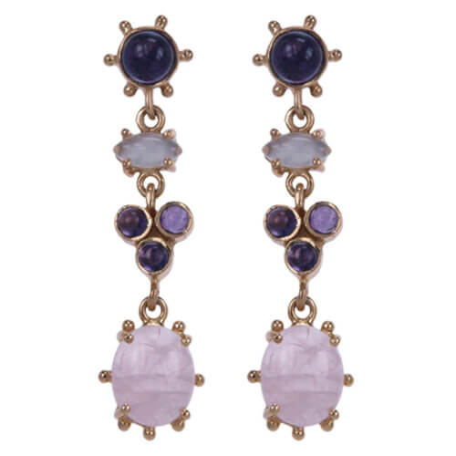 Zilveren oorsteker multi stenen(8825G)