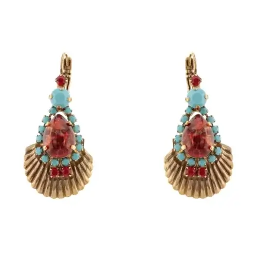 Metalen oorbellen met strass, glazen steen(701 97E 29991)