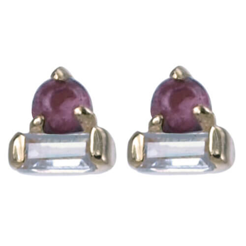 Vergulde zilveren oorsteker granaat.